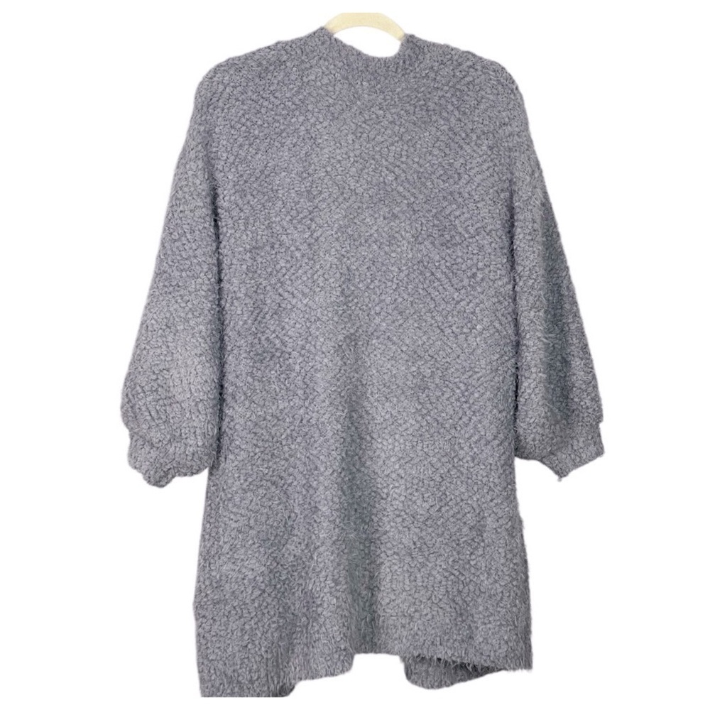 FRNCH Paris NWT Women's 3/4 Sleeve Solid Eyelash Oversized Cardigan Gray S/M - Picture 4 of 11